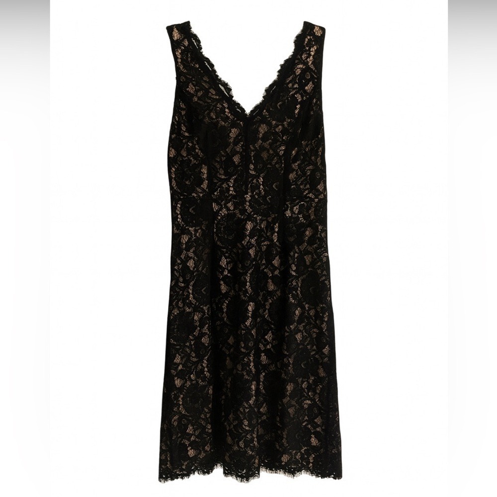 LOFT Black Lace Cocktail Dress Size 2 Champagne Lined Wedding Guest V Neck
